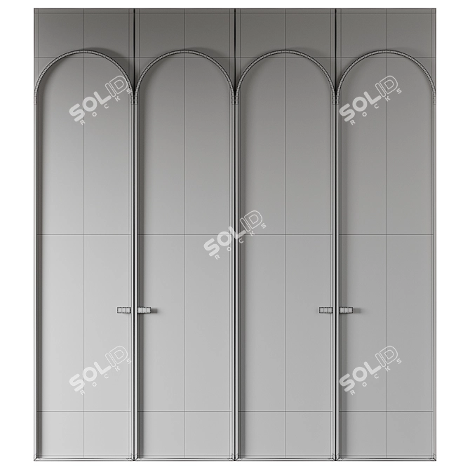 Arched Wardrobe with Dividers 3D model image 8