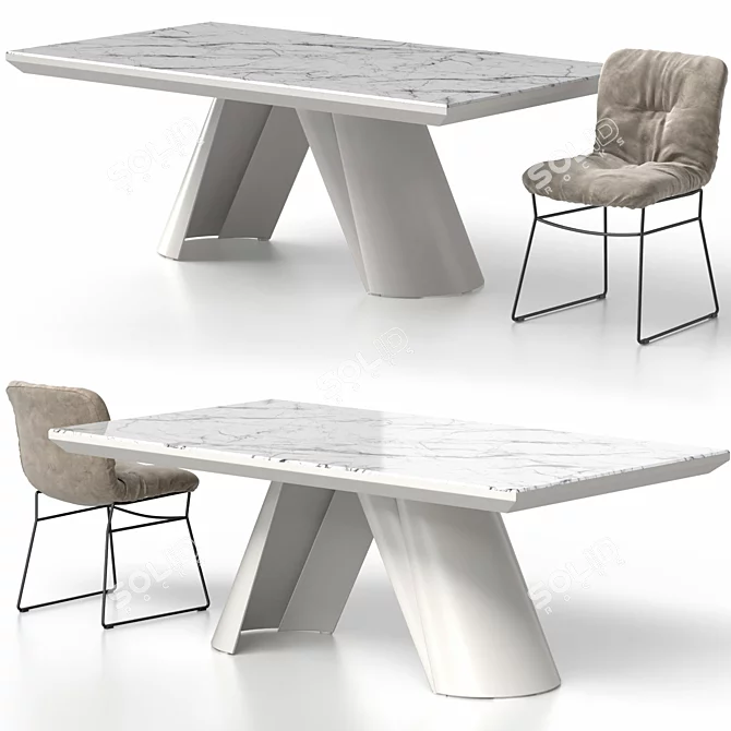 Customizable ANNIE Chair & APIAN Table 3D model image 1
