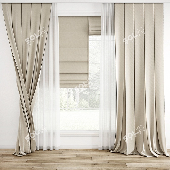 Polygonal Curtain Model Set 3D model image 1