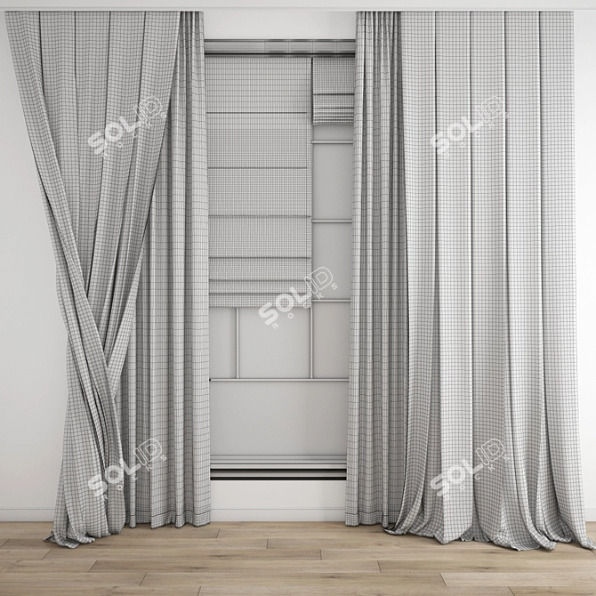 Polygonal Curtain Model Set 3D model image 3