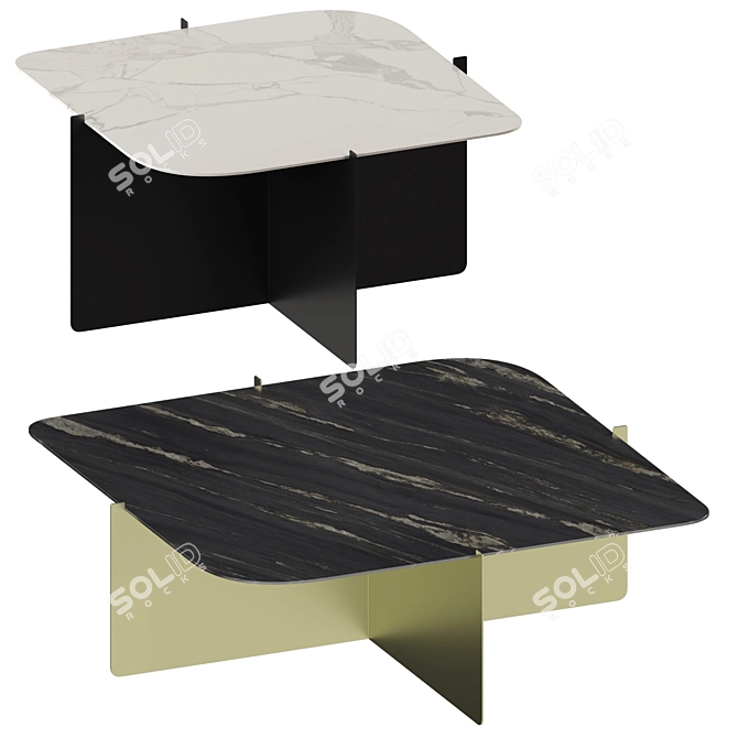 GIO Porcelain Coffee Table - Sleek Square Style 3D model image 1