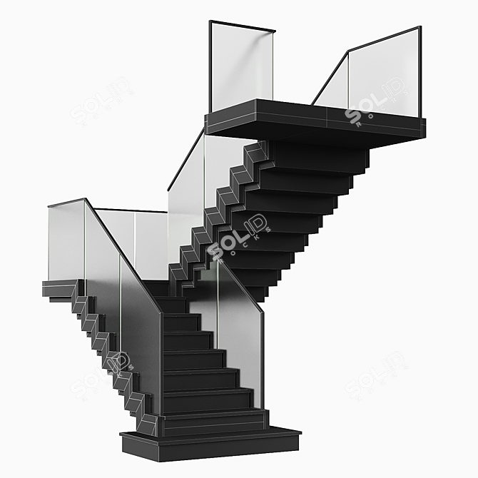 Contemporary Staircase Obj Export 3D model image 3