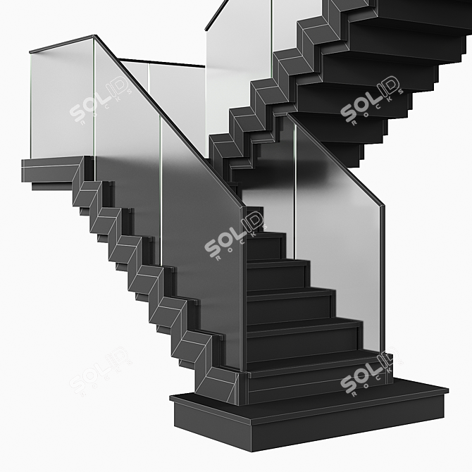 Contemporary Staircase Obj Export 3D model image 5