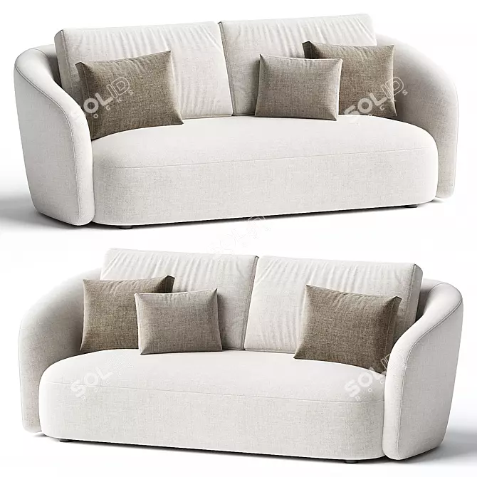 Modern Oatmeal 3 Seater Sofa 3D model image 1
