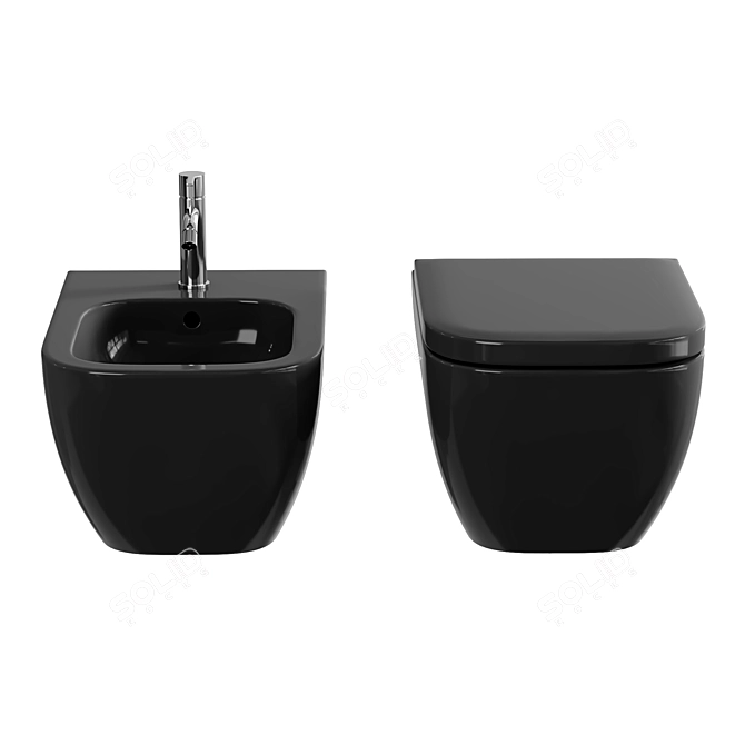 Duravit Happy D.2 Anthracite Toilet 3D model image 2