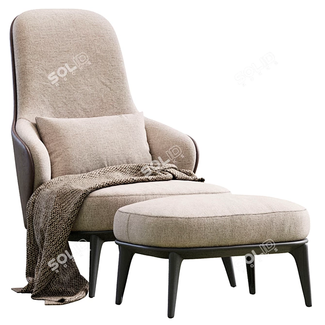 Sleek Modern Leslie Armchair Design 3D model image 2