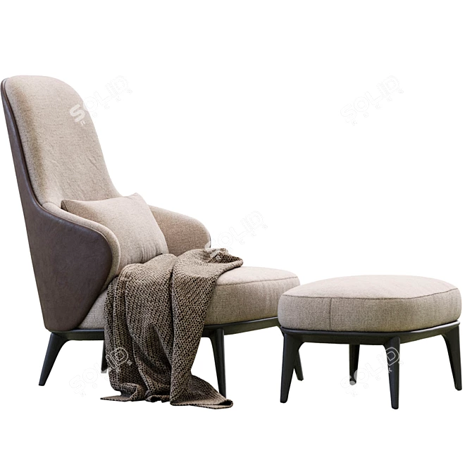 Sleek Modern Leslie Armchair Design 3D model image 7