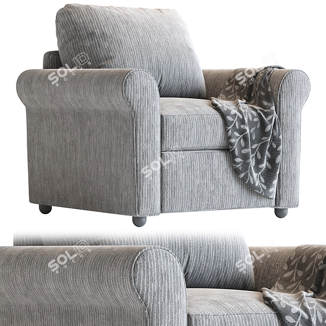 Plush Roll-Arm Chair in 2016 3D model image 2