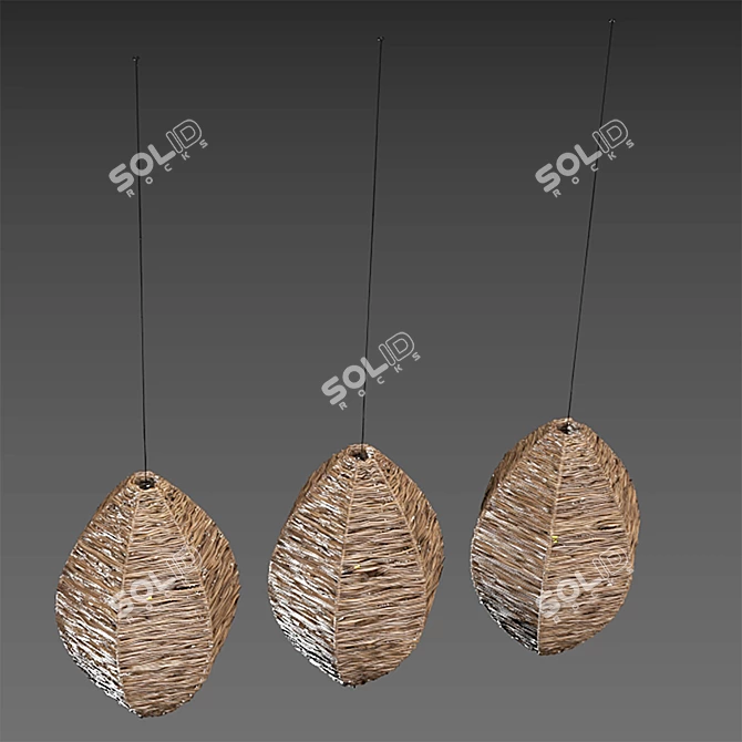 Modern Wicker Lamp Set Bundle 3D model image 5