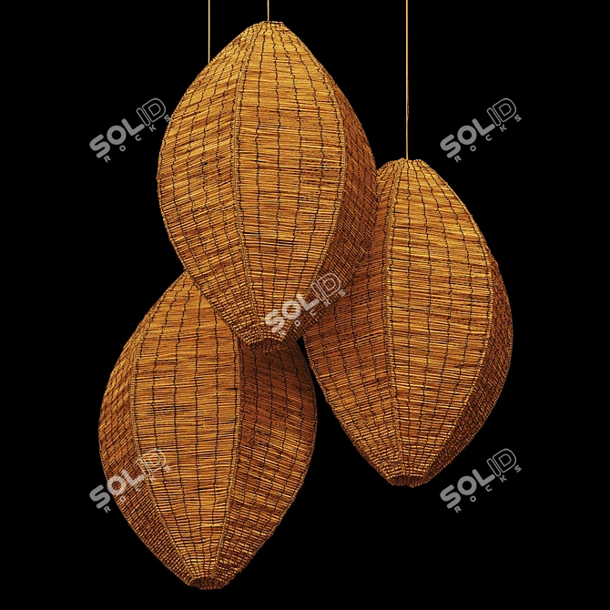 Modern Wicker Lamp Set Bundle 3D model image 6