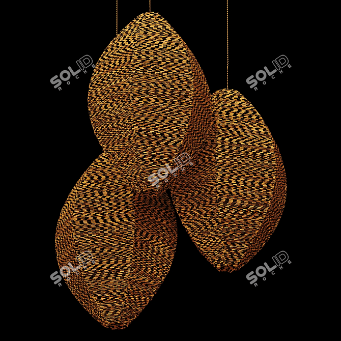 Modern Wicker Lamp Set Bundle 3D model image 7