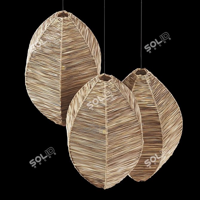 Modern Wicker Lamp Set Bundle 3D model image 8