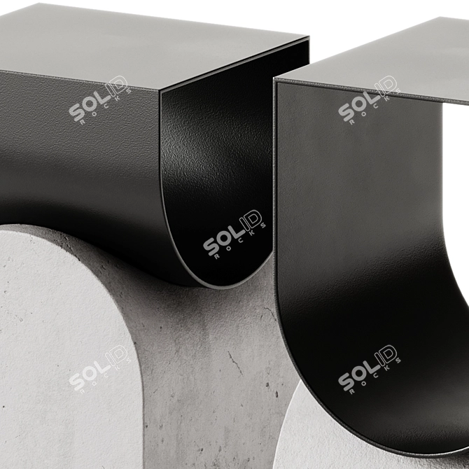 Modern Metal & Concrete Magazine Rack 3D model image 3