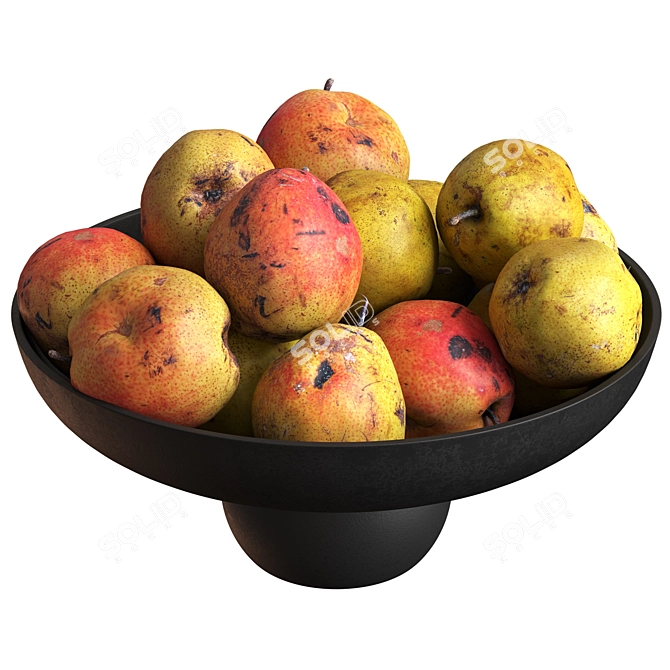 Vintage Pear in Wooden Bowl 3D model image 2