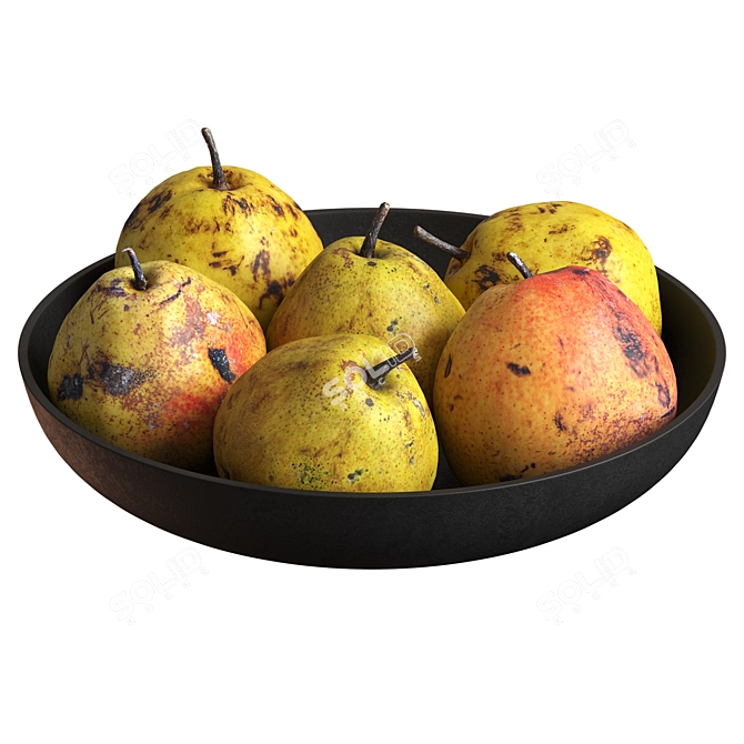 Vintage Pear in Wooden Bowl 3D model image 3