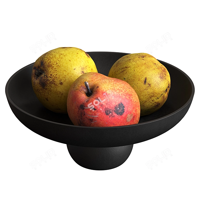 Vintage Pear in Wooden Bowl 3D model image 4