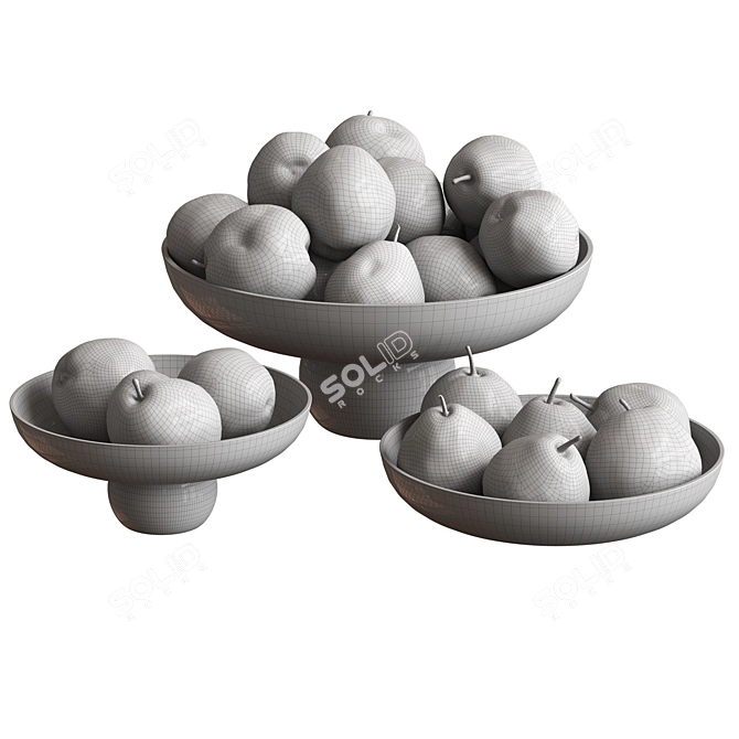 Vintage Pear in Wooden Bowl 3D model image 5