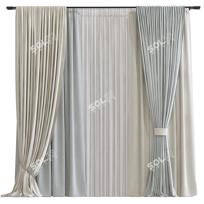 Folded Topology Design Curtain 3D model image 1