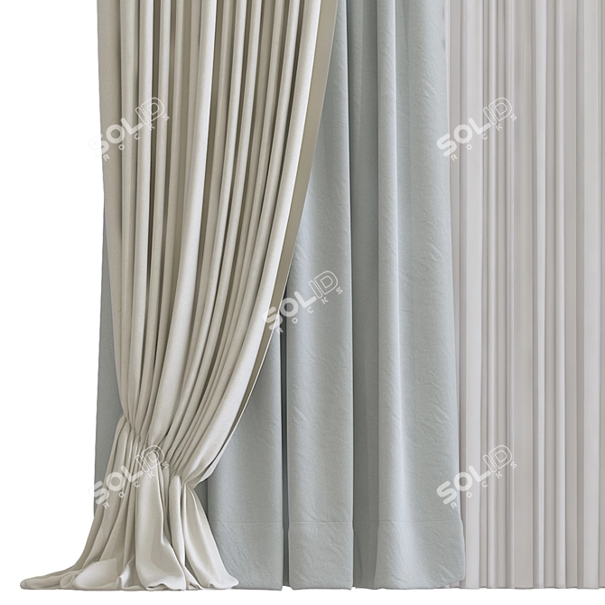 Folded Topology Design Curtain 3D model image 2