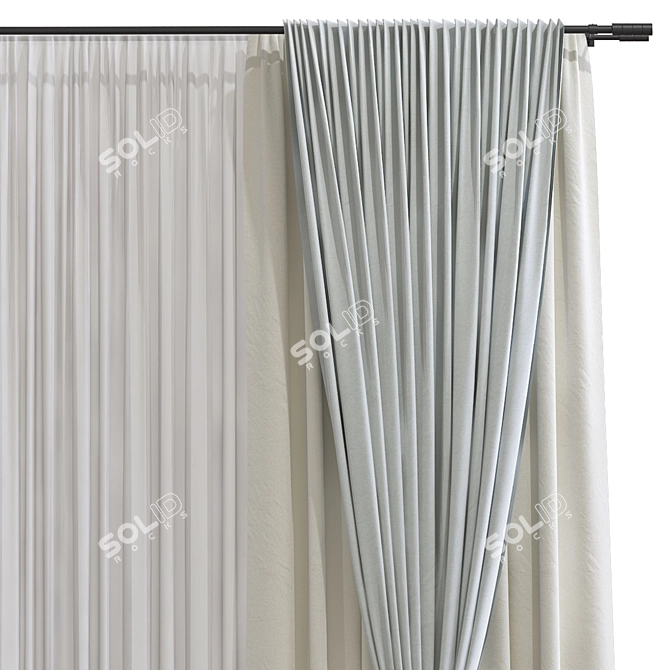 Folded Topology Design Curtain 3D model image 3