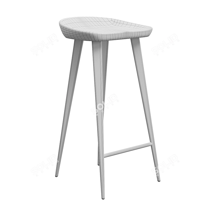 Elegant Walnut Bar Stool 3D model image 3