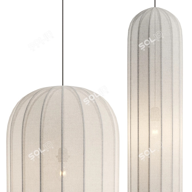 Modern Urchin Fabric Metal Pendant 3D model image 2