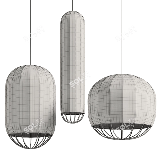 Modern Urchin Fabric Metal Pendant 3D model image 3