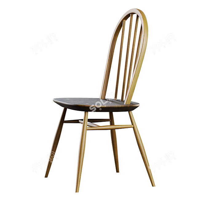 Mid-Century Ercol Birch Chairs 3D model image 3