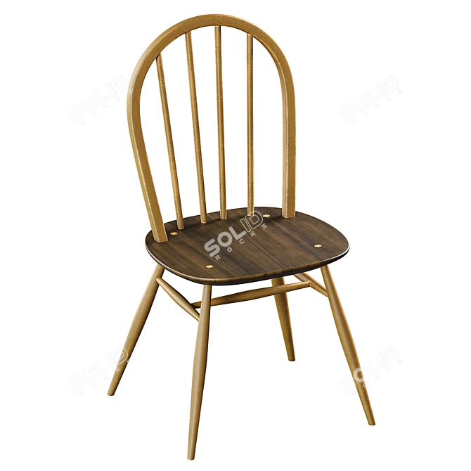 Mid-Century Ercol Birch Chairs 3D model image 4