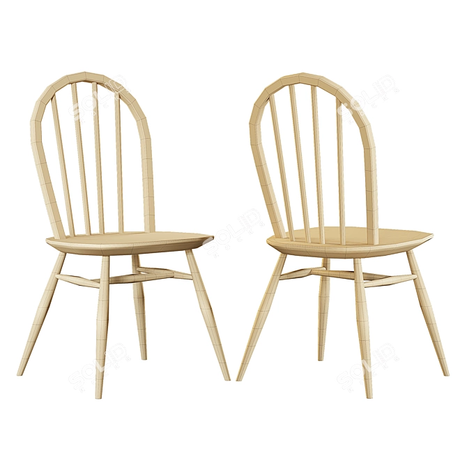 Mid-Century Ercol Birch Chairs 3D model image 6