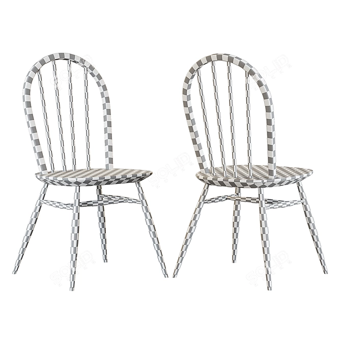 Mid-Century Ercol Birch Chairs 3D model image 7