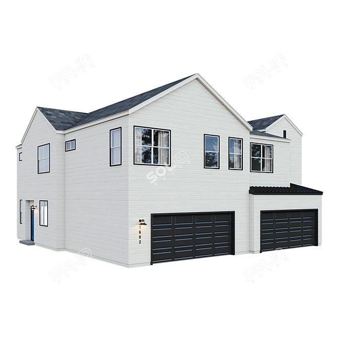 Low Poly American House Model 3D model image 3