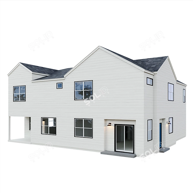 Low Poly American House Model 3D model image 4