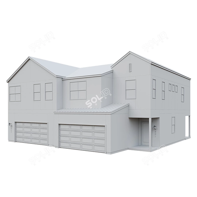 Low Poly American House Model 3D model image 5