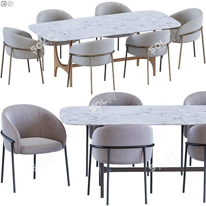  Modern Marble Dining Set 3D model image 1