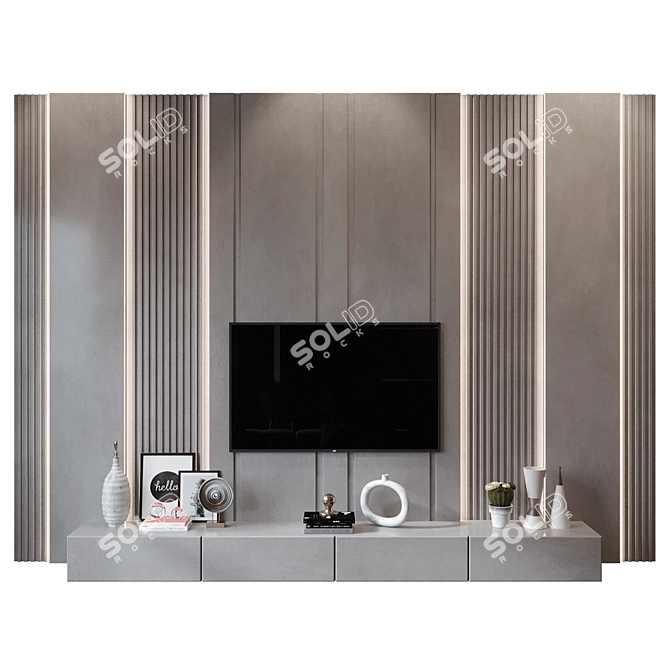 Modern Plywood TV Stand KTV080 3D model image 1