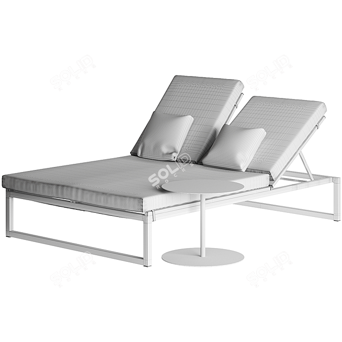 Outdoor Double Sunbed Elegance 3D model image 3