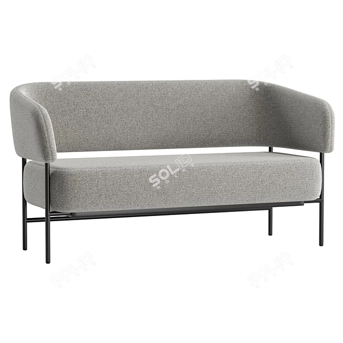 Modern Metal Fabric Small Sofa 3D model image 1