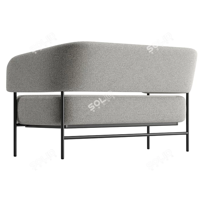 Modern Metal Fabric Small Sofa 3D model image 4