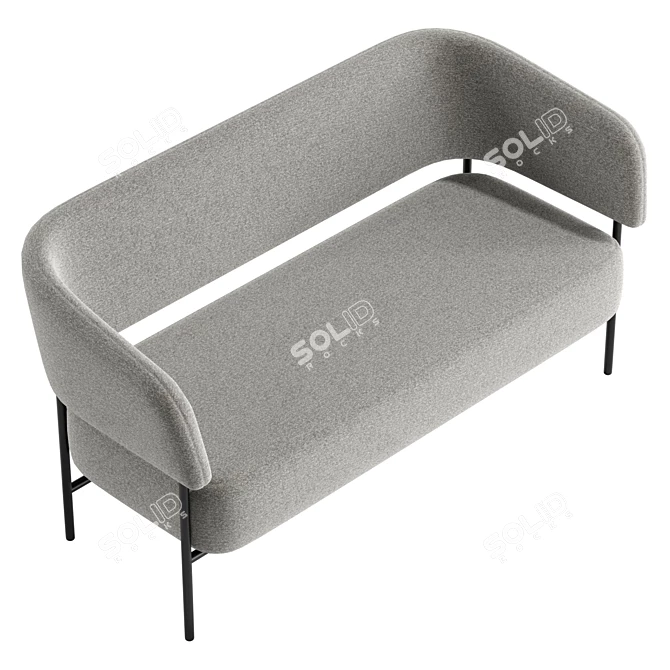 Modern Metal Fabric Small Sofa 3D model image 5