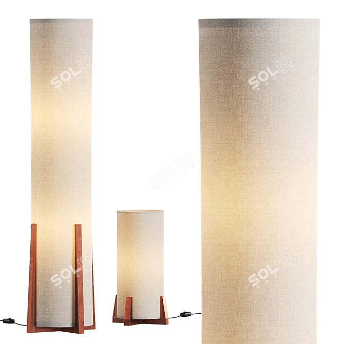 Modern Metal Fabric Floor Lamp 3D model image 3