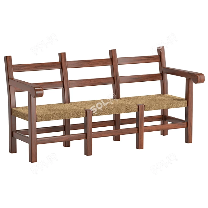 Pieve 4533 Wooden Small Sofa 3D model image 1