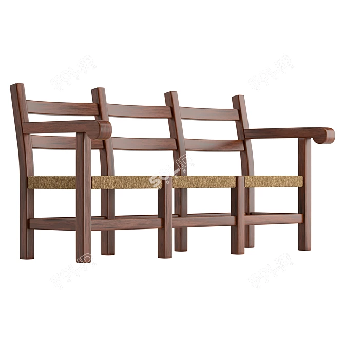 Pieve 4533 Wooden Small Sofa 3D model image 4
