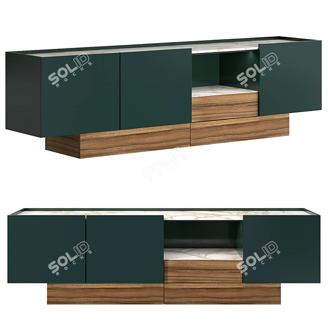 Modern Wooden Sideboard with Doors 3D model image 1