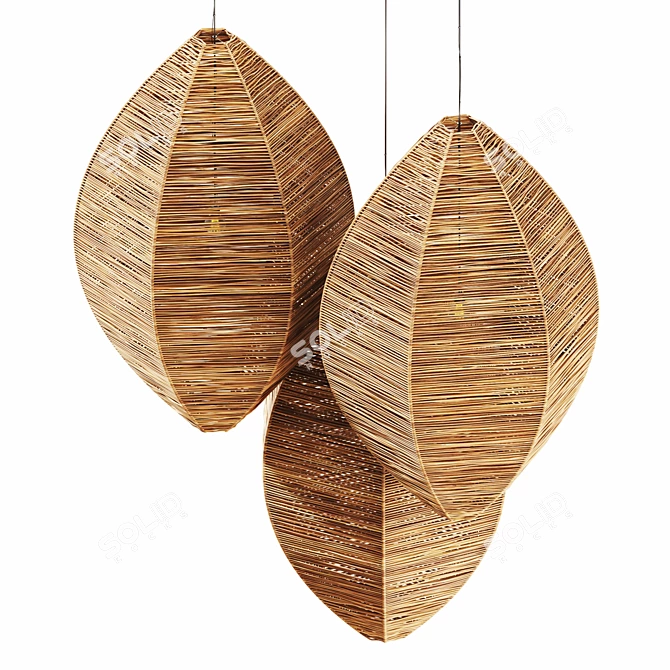  Wicker Lamp 3D Model Kit 3D model image 2