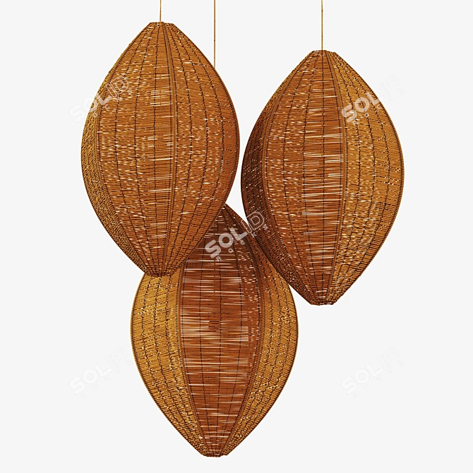  Wicker Lamp 3D Model Kit 3D model image 6