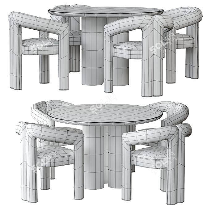 Contemporary Cassina Dudet Dining Table 3D model image 3