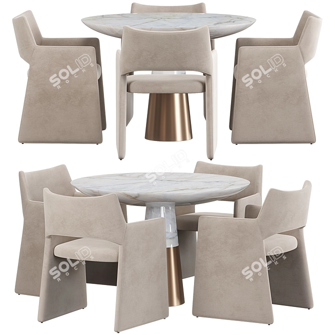 Luxurious Faux Mohair Dining Table 3D model image 1