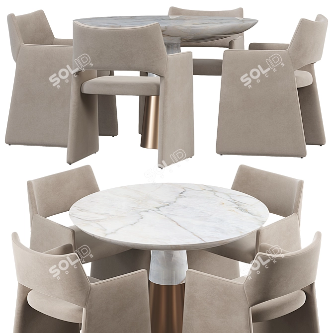 Luxurious Faux Mohair Dining Table 3D model image 3