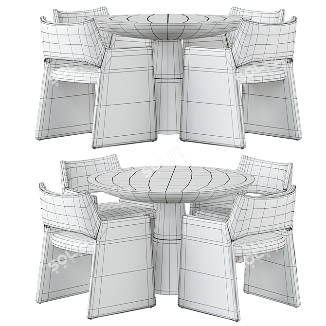 Luxurious Faux Mohair Dining Table 3D model image 4